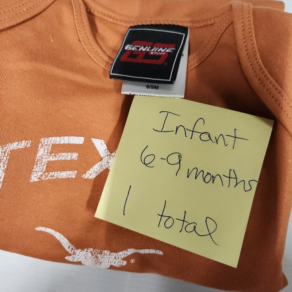 Genuine Texas Longhorns Infant Footed Romper 6/9M Cotton Body Suit 149
